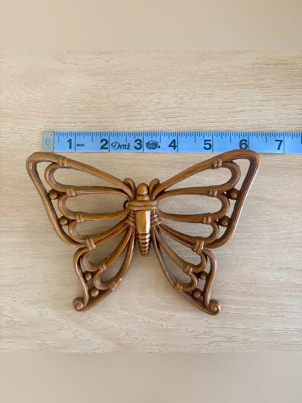 Vintage HOMCO Butterfly Wall Hangings Set of 2 | Faux Wicker 1970s | Retro Boho